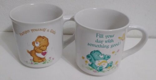 2 Care Bear coffee mugs stoneware , Wish Bear and Tenderheart bear