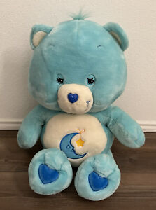 Care Bears Vintage 2002 Bedtime Bear Plush Blue Moon & Star Heart Jumbo 27