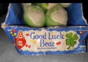 Vintage 1983 Kenner Care Bears Good Luck Bear Plush Green with Clover 13