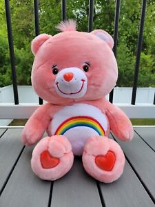 2002 Large 26 Inch Care Bear Plush Cheer Pink Rainbow Vintage