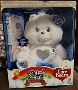 NEW Care Bears 25th Anniversary Bear with DVD Crystal Eyes & Sterling Silver