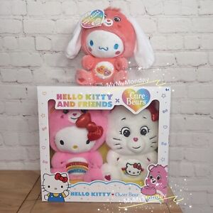 Hello Kitty and Friends x Care Bears Cheer Bear Plush Set And Cinnamoroll Bundle