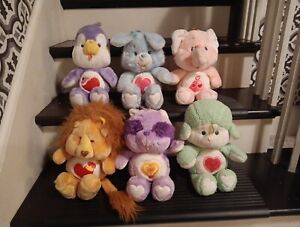 VINTAGE LOT OF 6 1984 CARE BEARS COUSINS STUFFED ANIMALS