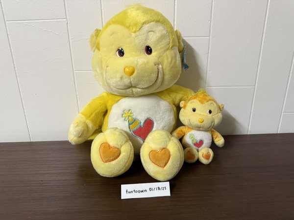 2004 Care Bear Cousins JUMBO and Small Plush Set 24" Playful Heart Monkey Large