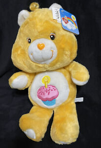 Care Bear Birthday Bear Yellow 13” 20th Anniversary 2002 NWT Carlton Cards Tags