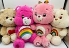 *LOT* Care Bear Pink Rainbow Cheer Bear & VTG 1983 Beige Tenderheart Plush