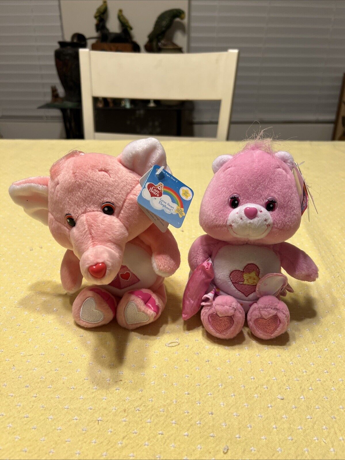 2 NWT Care Bears Collector Baby Hugs Bear 2001 & Lotsa Heart Elephant 2002
