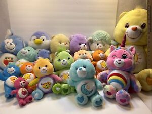CARE BEAR PLUSH LOT OF 16 VARIOUS TYPES Modern & Vintage EUC