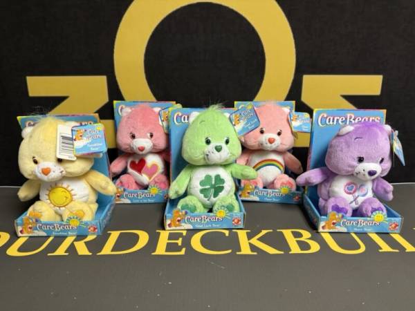 Vintage 2002 8" Care Bears Original Boxes Lot of 5 Good Luck Funshine Cheer New