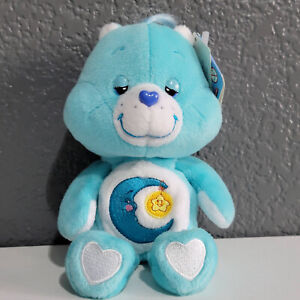2002 Care Bears Bedtime Bear Plush Blue Sleepy Moon Star 8