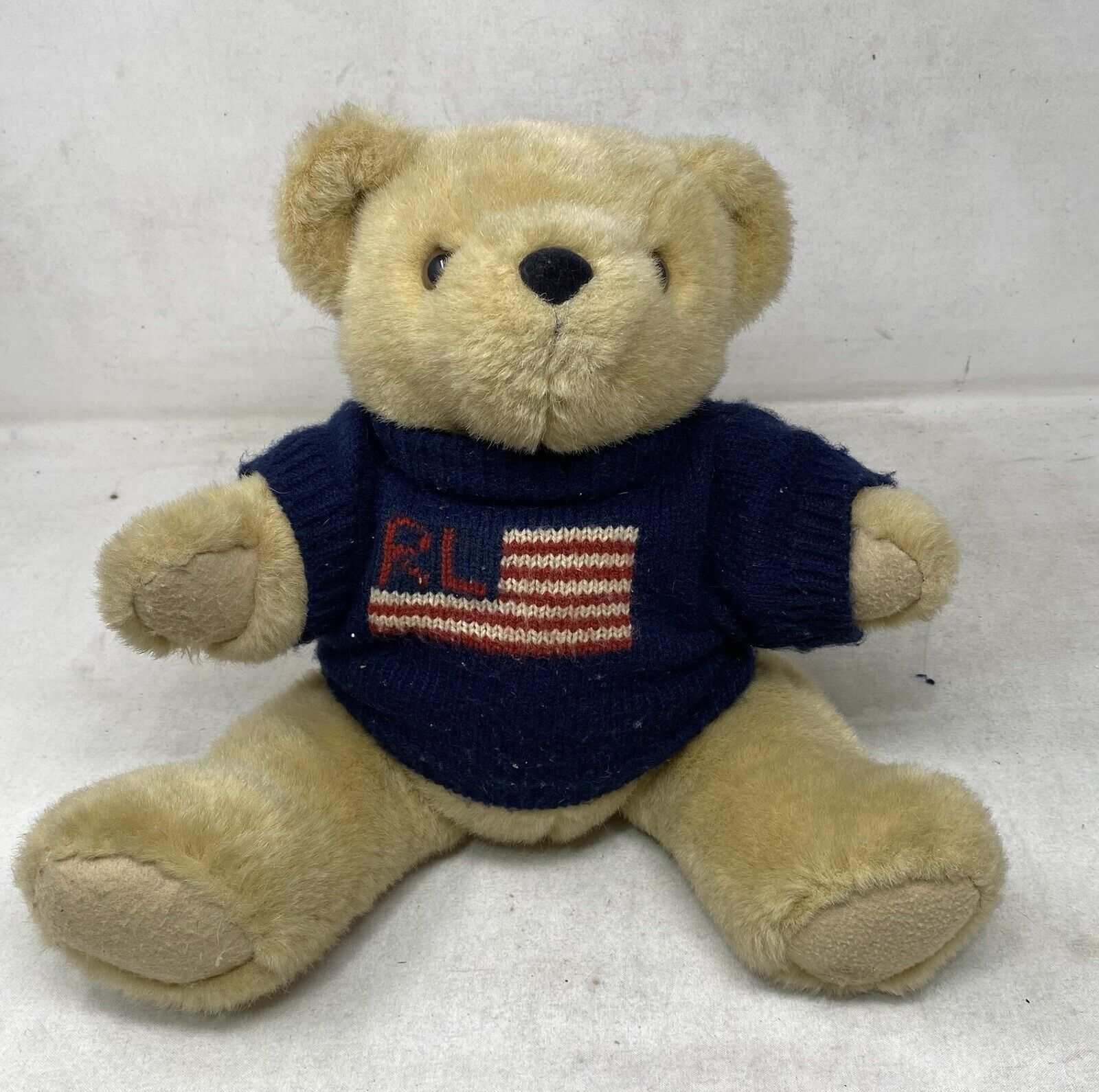 Ralph Lauren Polo Plush Teddy Bear Jointed Sport Bear Cares Flag Sweater 1996 14