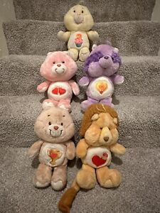LOT OF 8 CARE BEAR PLUSH 1980'S, Love A Lot, Champ, Cupcake, Brave Heart, Racoon