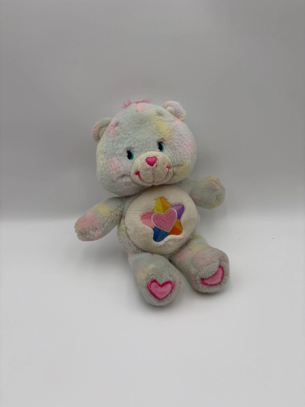 Vintage Care Bears True Heart Bear Plush Talking Pastel Rainbow Star Belly READ