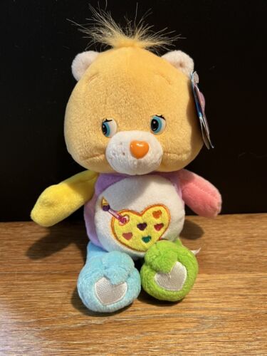 CARE BEARS WORK OF HEART BEAN BAG PLUSH 8" 2005 JAKKS PLAY ALONG art RAINBOW