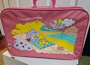 Vintage 1980s Care Bear Cousins Pink Suitcase Luggage Carry On Raccoon Funshine