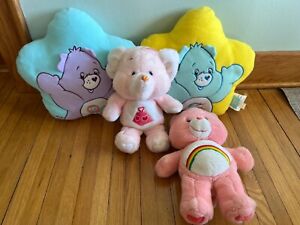 1980s - 2003 Care Bears Lot 14” Plush Pillows, Talking Care Bear & Lotsa Heart