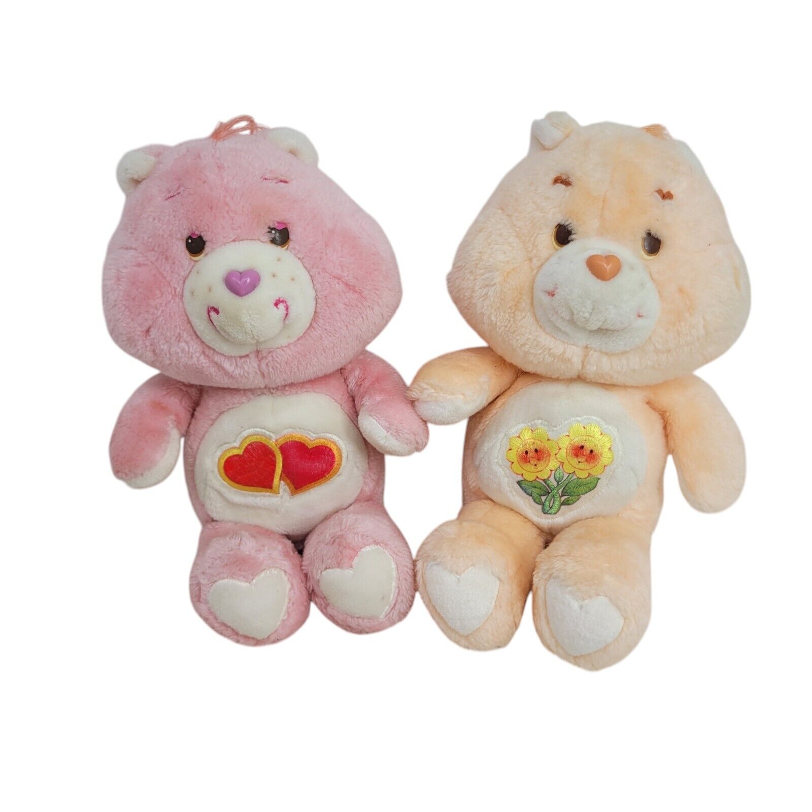 Vintage 1984 Kenner Care Bear Pink Love-A-Lot Sunflower Stuffed Plush 14" 80s