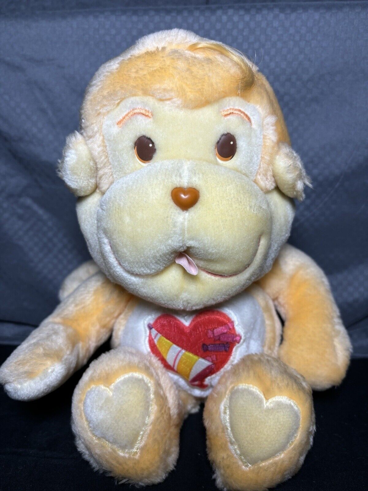 Care Bears, UK EXCLUSIVE, Vintage, HTF,  Playful Heart Monkey, 13”, 1985.