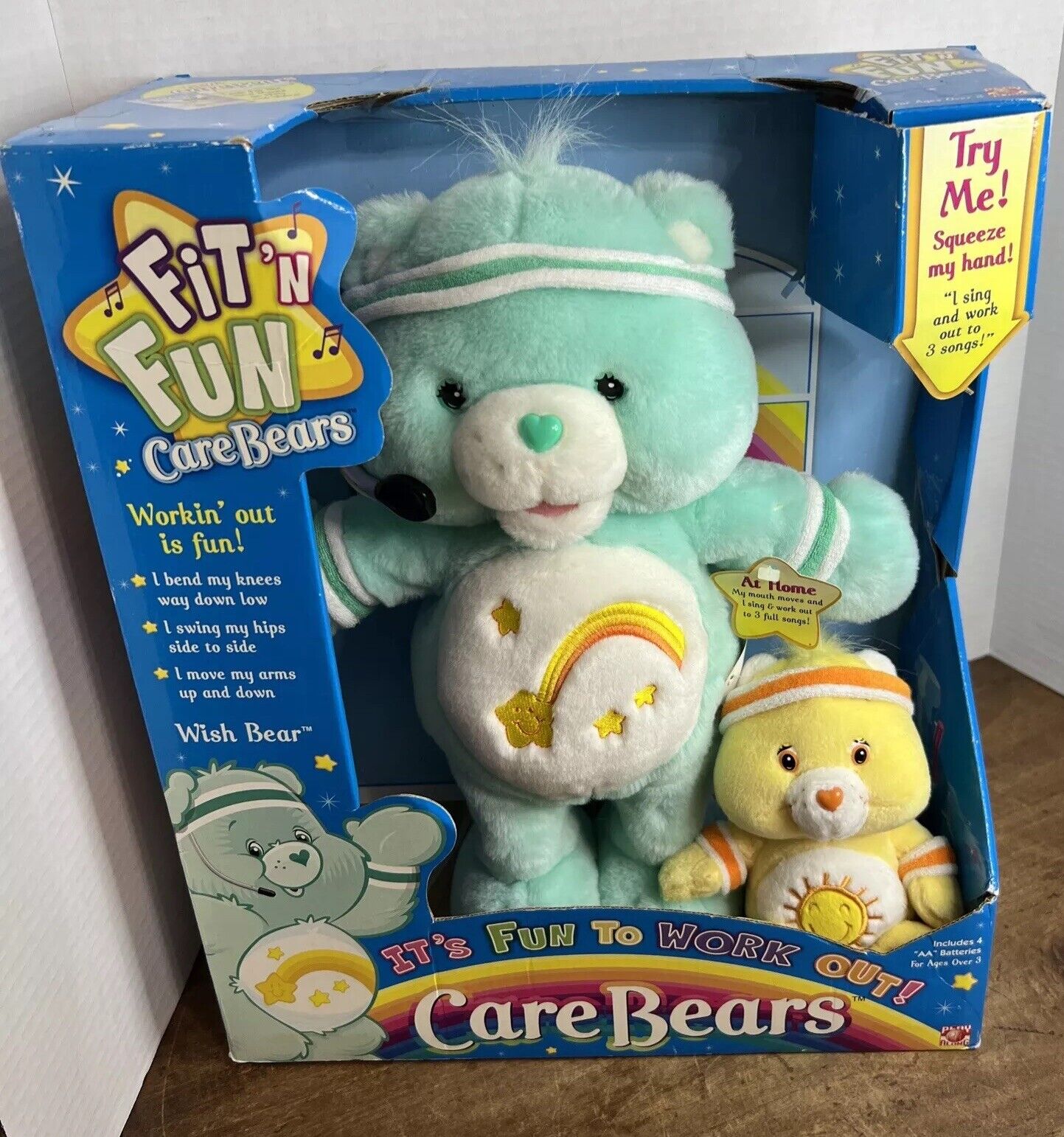 2004 Care Bears Fit N’ Fun Talking Wish Bear With Small Bear
