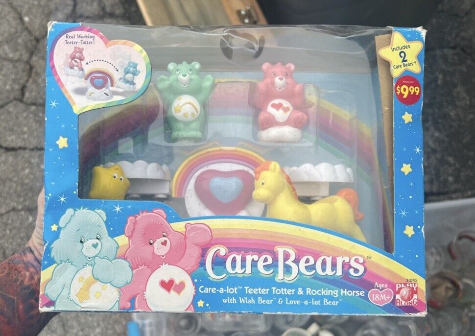 Care Bears Care-a-lot Teeter-Totter W/ Wish Bear & Love A Lot Bear 2004 Damaged