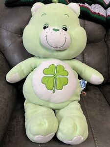 Care Bears Lucky Good Luck Green Plush Stuffed Bear 2002 29” Huge!!!