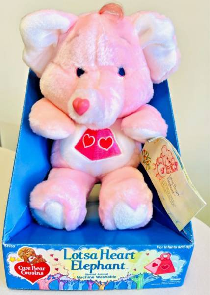 Vintage 1980's Kenner 14" LOTSA HEART ELEPHANT Care Bear Cousins w/Box & Tag NEW