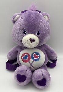 Vintage 2003 Y2K Care Bears “Share Bear” Purple Teddy Bear Plush Backpack