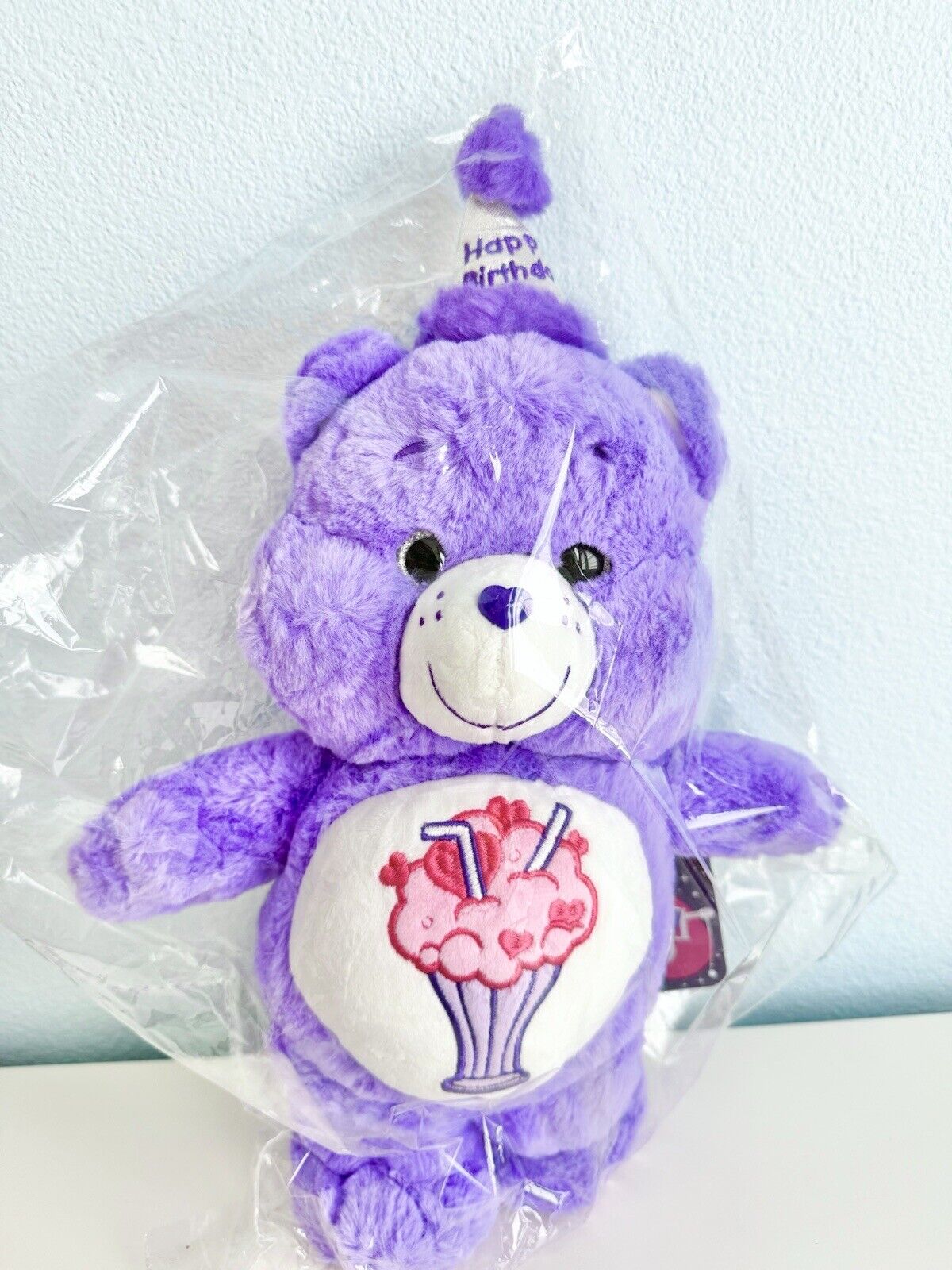 Care bear Korea exclusive bead eye share bear milksh with birthday party hat new