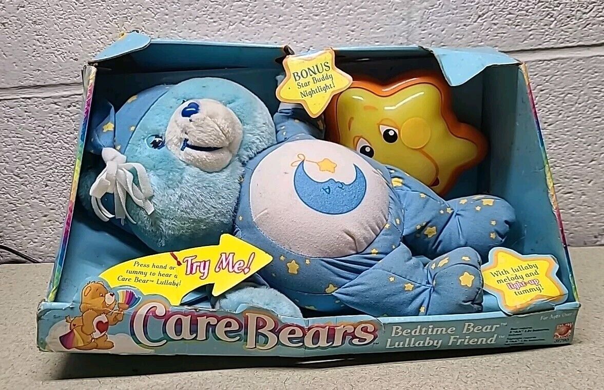 2003 CARE BEARS BEDTIME BEAR LULLABY FRIEND PLUSH W/Bonus NIGHTLIGHT NIB READ!