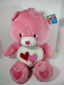 Jumbo CARE BEARS Love A Lot Pink Hearts Large Big 27” Plush Stuffed WITH TAGS