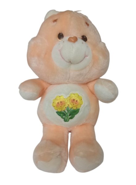 Vintage 1983 Kenner 13" Care Bears Pink Friend Bear Flowers Belly Plush Toy