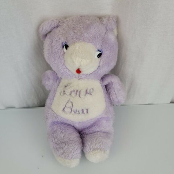 Vintage 80s Knockoff Bootleg Purple Clone Dupe Love Teddy Bear Stuffed Plush