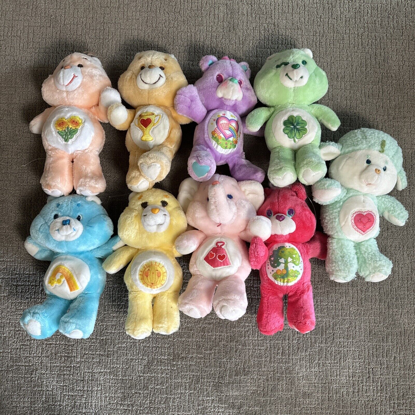 Vintage 1980's Care Bears & Cousins Plush Lot of 9, 13", Sheep & Good Luck +