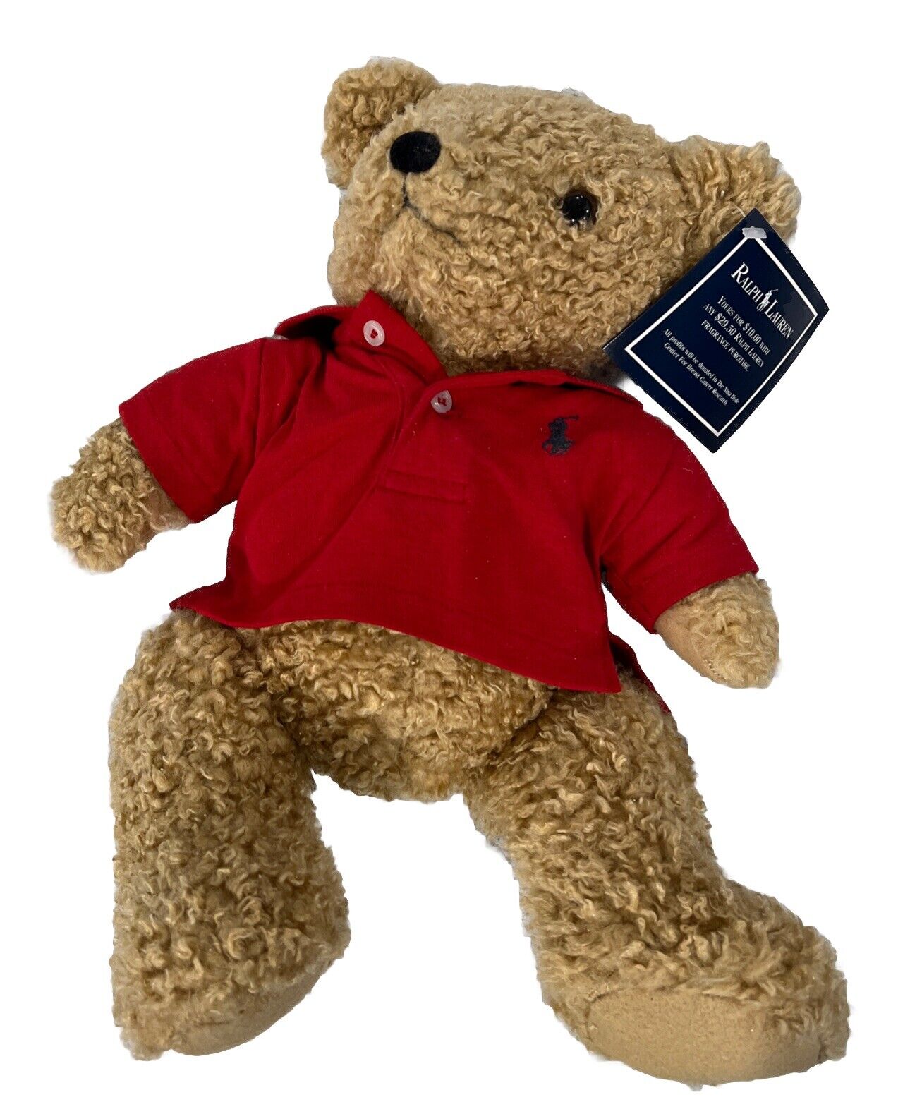 Vintage Ralph Lauren Polo Teddy Bear Posable Plush Red Collared Top Rare 16