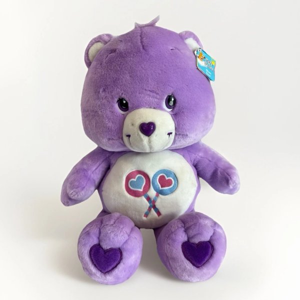 Vintage 2003 Care Bear Plush Share Bear Large Jumbo Purple With Tag Stuffed 26"