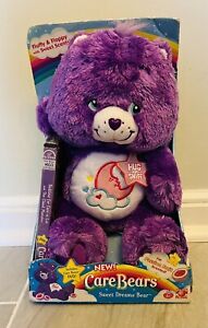 Rare Care Bears 2006 Sweet Dream’s Fluffy Floppy 12” Purple Plush Bear W/dvd