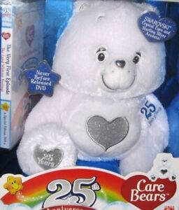 NEW SPECIAL COLLECTOR'S EDITION 25TH ANNIVERSARY WHITE CARE BEARS SWAROVSKI EYES