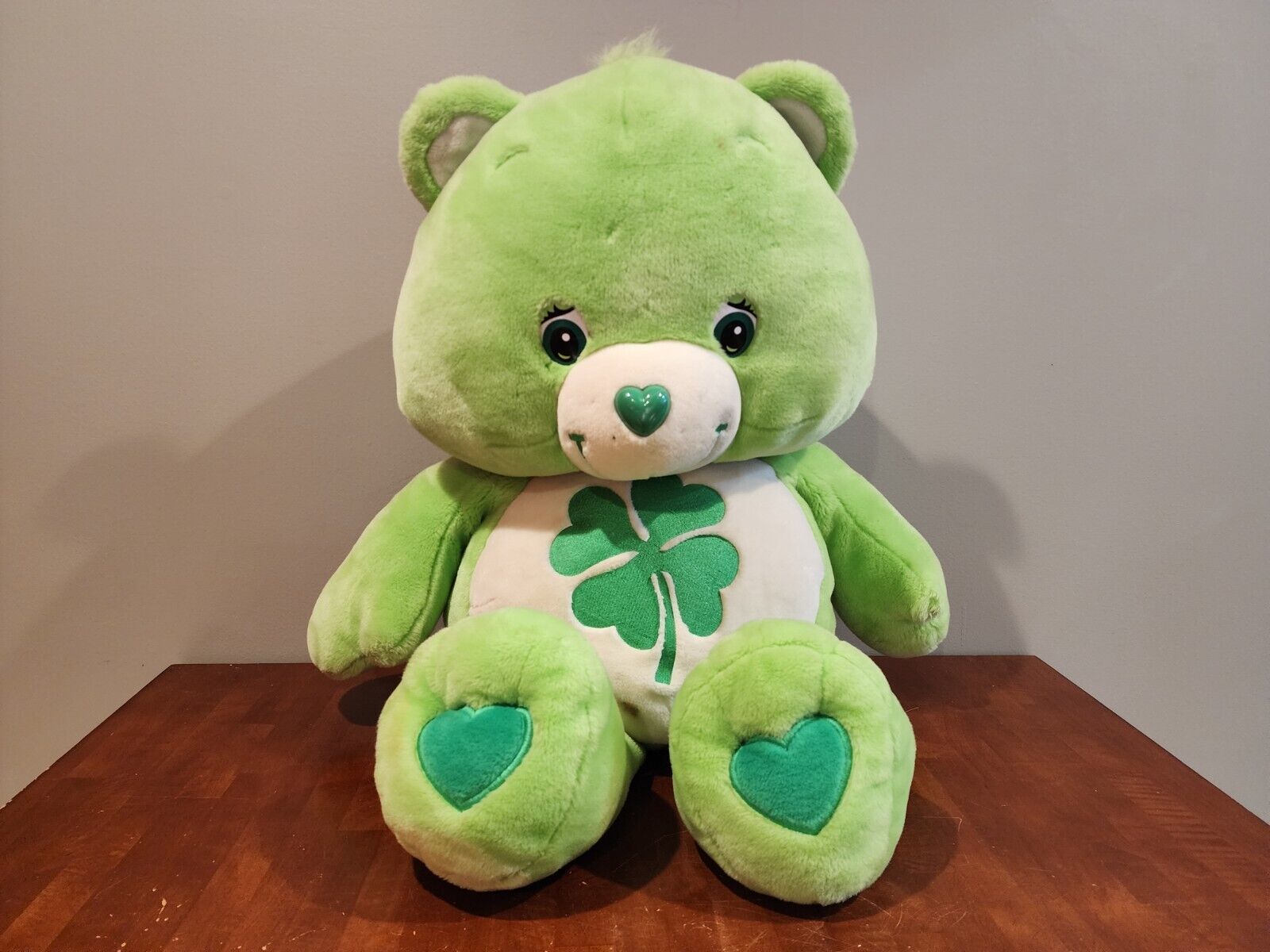 2002 GOOD LUCK Care Bear Jumbo Approx. 36” Stuffed Plush Green Clover Rare HTF