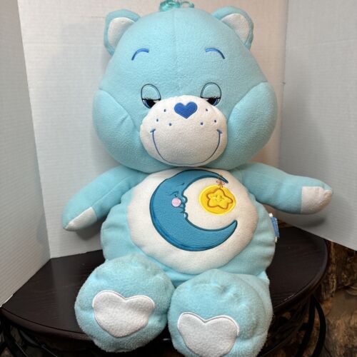 2002 Care Bears Large 30” Bedtime Bear Plush Jumbo Pillow Blue Moon Star