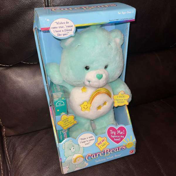 Care Bear Talking Wish Bear Mint Green With VHS 2003