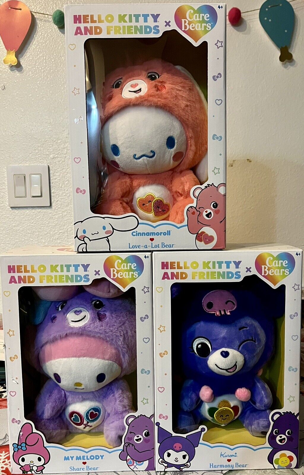 Hello Kitty And Friends x Care Bears Lot of 3 Plushes