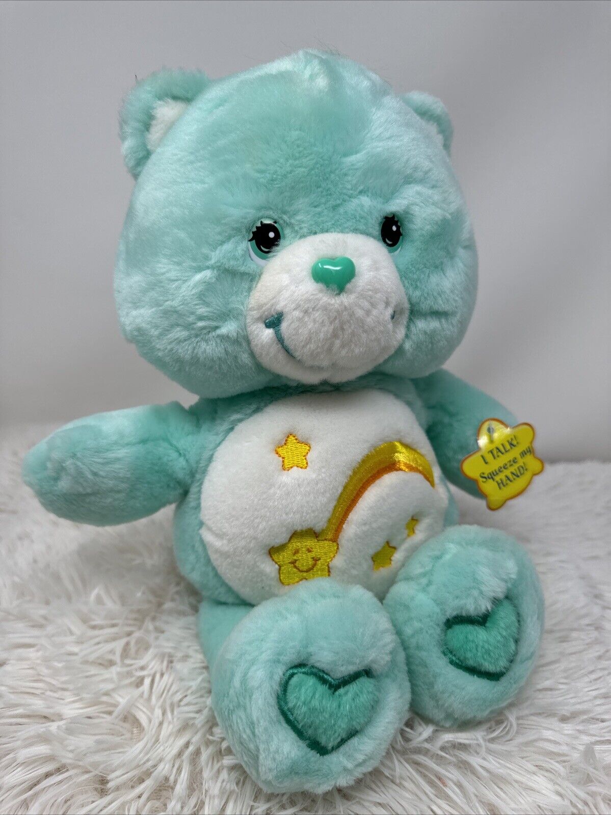 VINTAGE 2002 Care Bears "WISH BEAR" Talking Plush 13" ~ Fully Functional ~