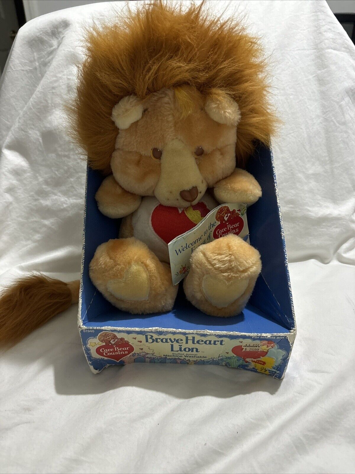 VTG 1984 Kenner Care Bear Cousins Brave Heart Lion Plush 13” Tags WITH BOX Rare