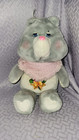 Vintage Kenner Care Bears 1983 Grams Grandma Gray Plush Rose & Scarf Shawl 16”
