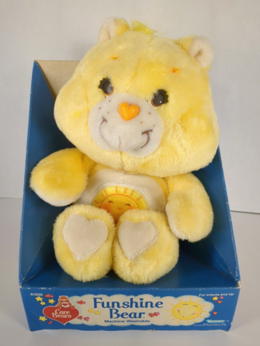 Vintage 1983 Kenner Funshine Care Bear Yellow Sunshine Stuffed Bear Plush 13”