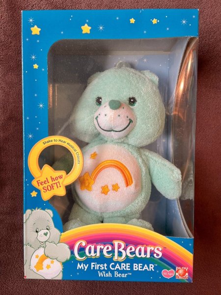 CARE BEARS Wish Bear My First Care Bear New In Box 2004 Green Star Rainbow Chime