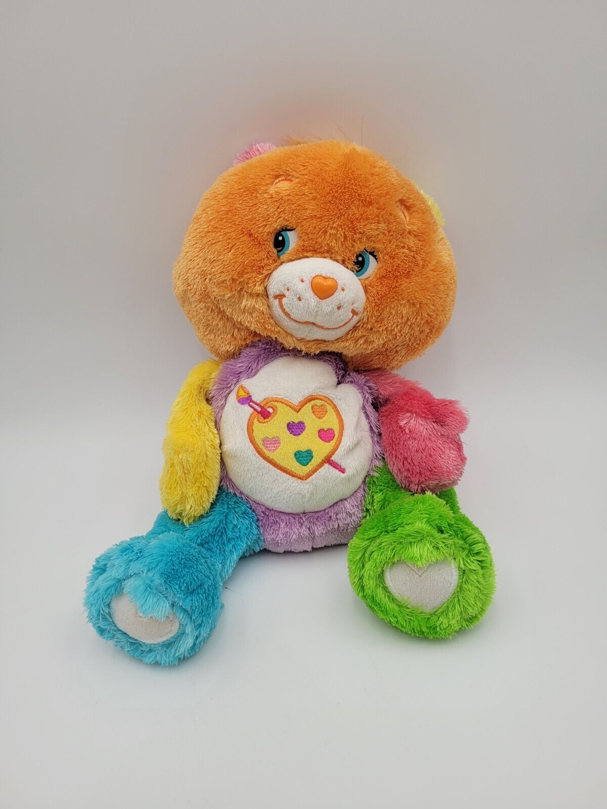 Care Bears Work Of Heart Plush Floppy Art Paint Heart Belly Badge Orange Head