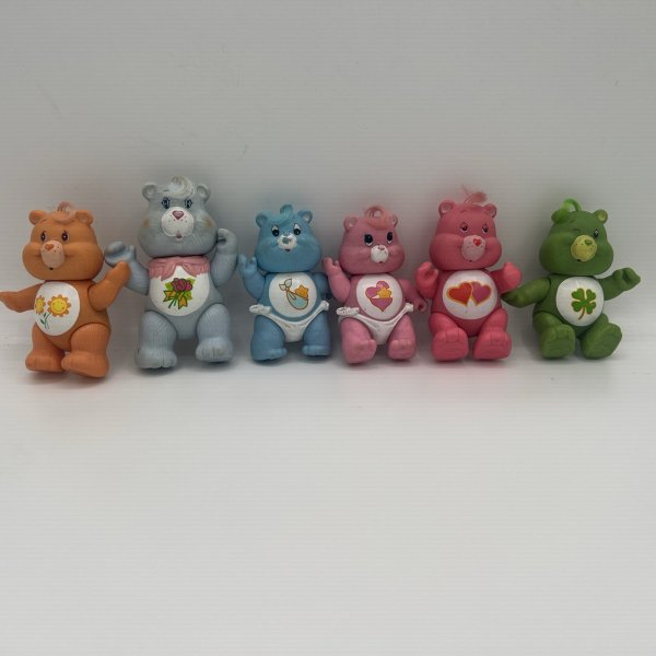 Vtg Care Bear 3" Poseable Figure Lot Of 6 Hugs, Tugs, Grams, Luck, Friend & Love