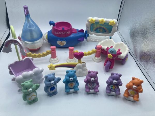 Care Bears TCFC Playset Vintage Bike Boat S. S. SeaStar Submarine Care-a-Lot EUC