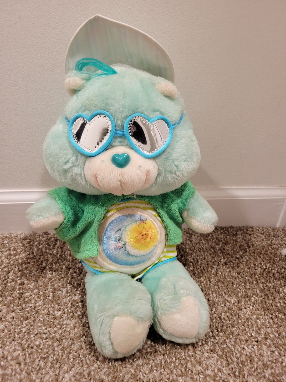 Vintage Care Bears Bedtime Bear 1983 Green With 3 Piece SUNNY SWIMWEAR CLOTHES